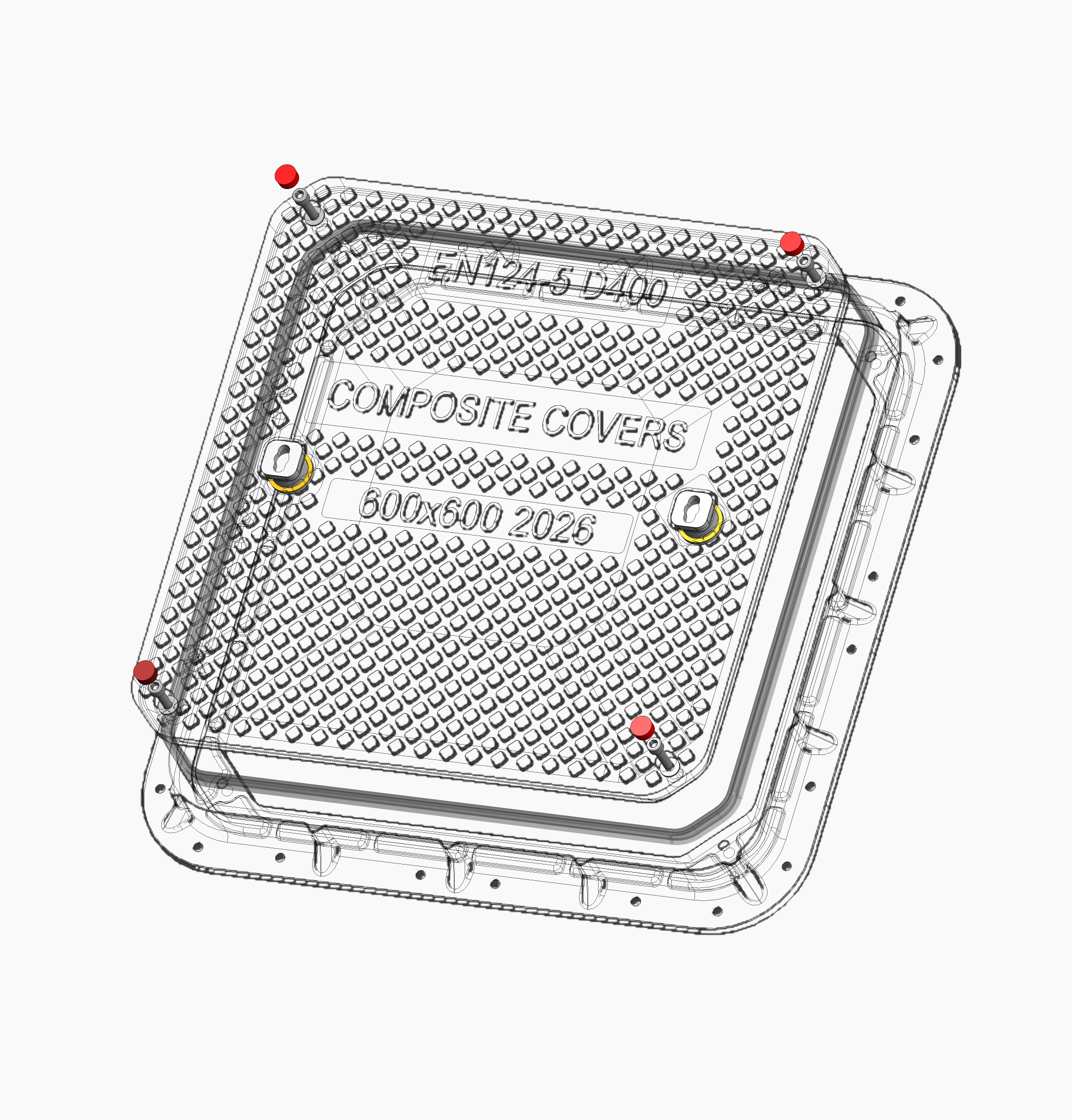 600x600mm D400 Square Composite Cover - Highway