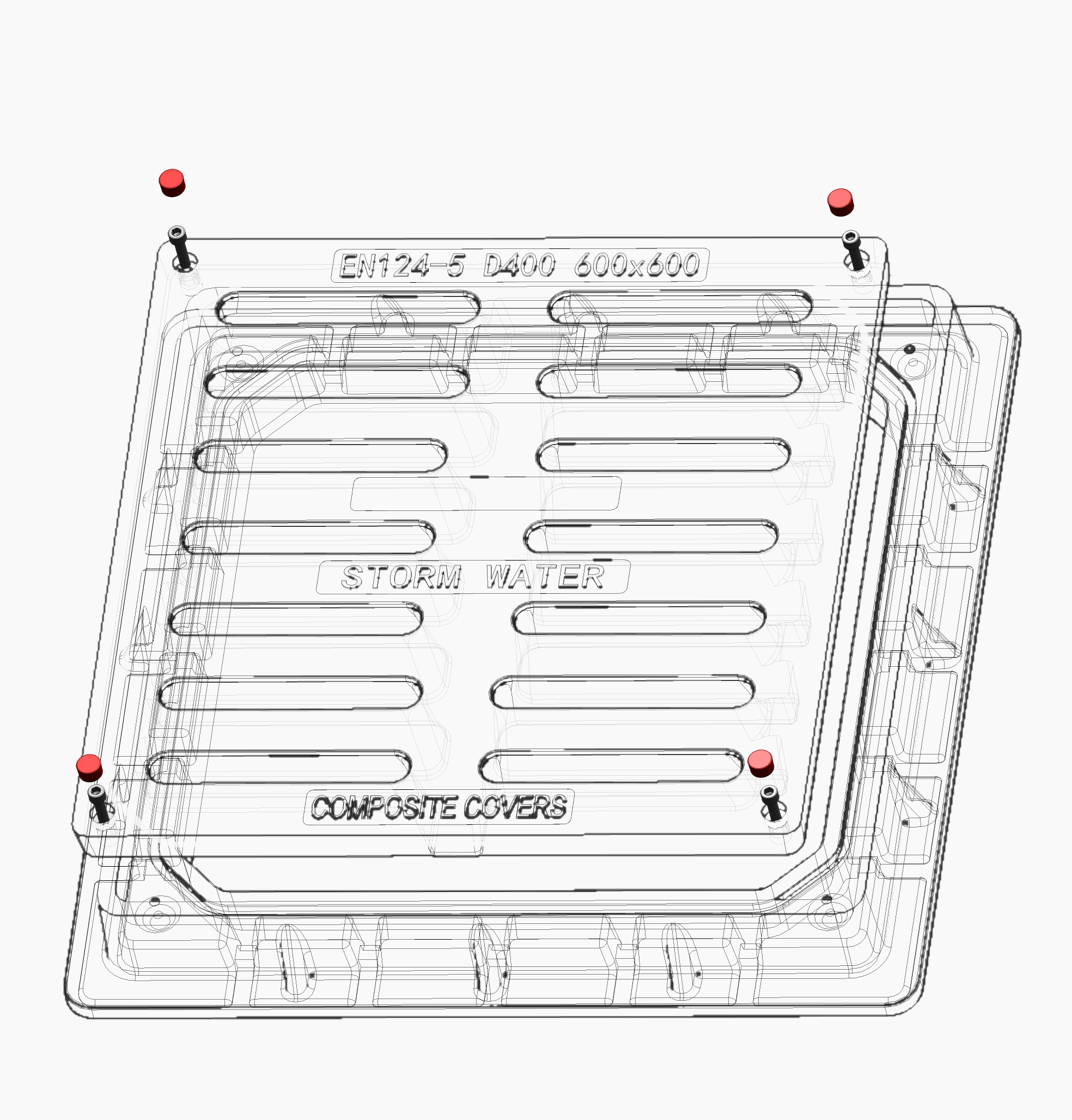 600x600mm D400 Square Composite Grating - Road